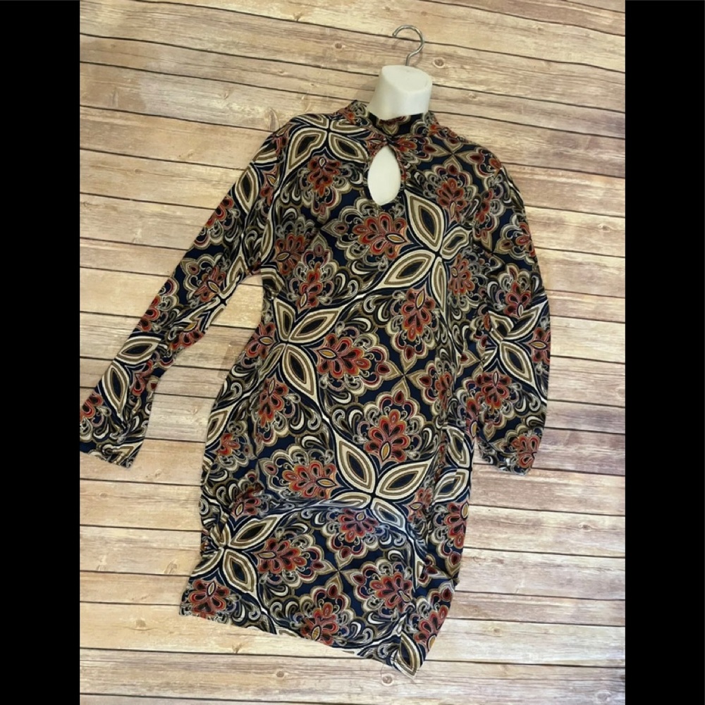 Fashion to figure 3x blue red mustard yellow floral Bodycon dress